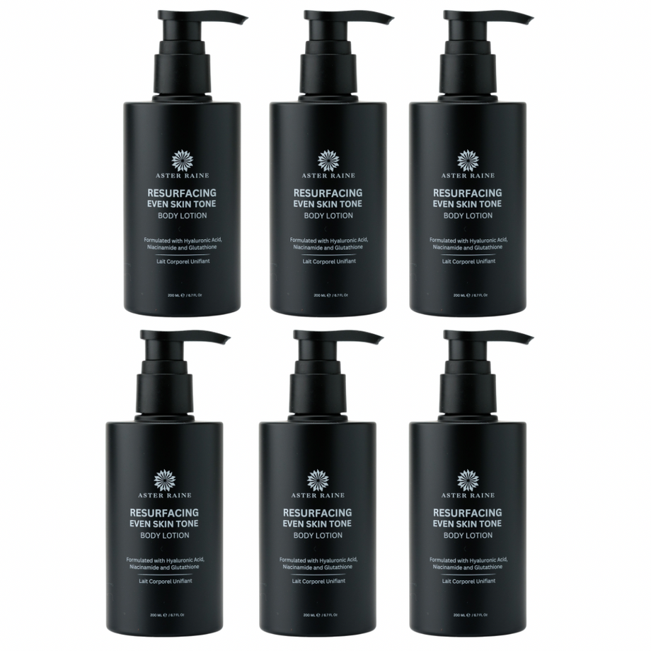Resurfacing Even Skin Tone Body Lotion | 4% Niacinamide, Alpha Arbutin, Hyaluronic Acid, Glutathione 6 Bottles (200mL) Resurfacing Even Skin Tone Body Lotion | 4% Niacinamide, Alpha Arbutin, Hyaluronic Acid, Glutathione 6 Bottles (200mL)